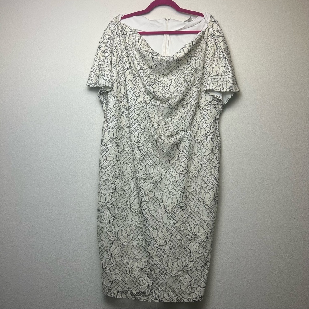 Pre-Loved Asos Women's Maternity Cream/Grey Floral Lace Cowl Neck Dress